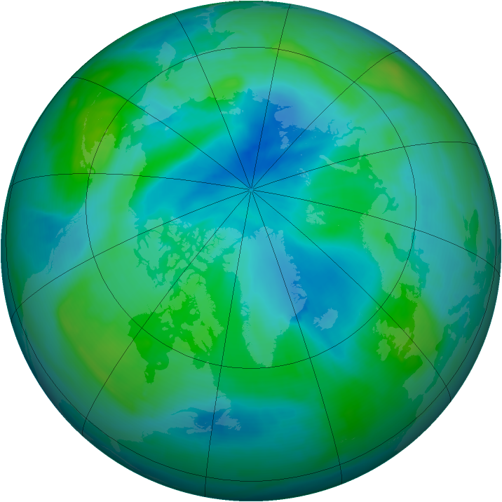 Arctic ozone map for 07 September 2008